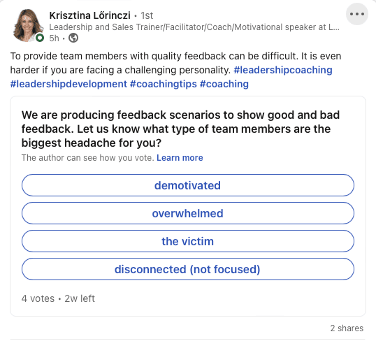 image of linkedin poll for leadership potential accelerator